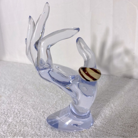 Vintage Art Glass Handmade Cream Brown Band Ring - Picture 1 of 11